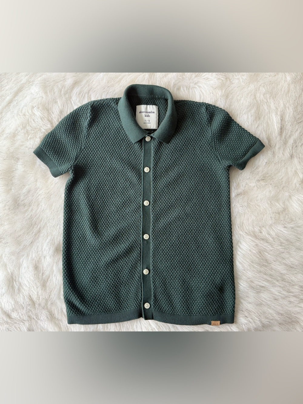 abercrombie kids deep green short-sleeve button cardigan